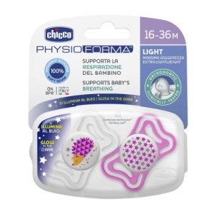Chicco Soother Physio Light Lumi 16-36M 2 Pcs