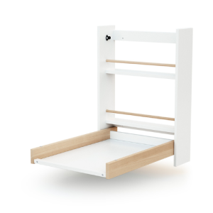 White And Beech Wall-Mounted Changing Table