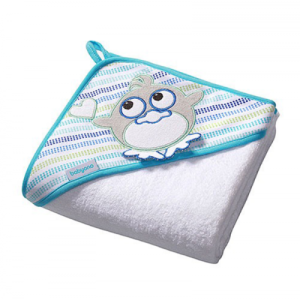 Babyono Terry Hooded Towel Owl White 76x76cm