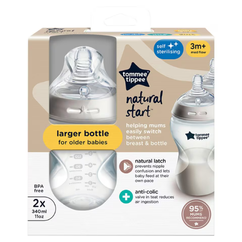 Tommee Tippee Natural Start Twin Pack Bottles 340ml White