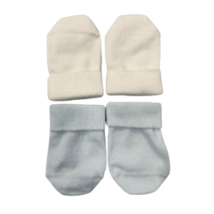 Baby Mittens - Blue And White
