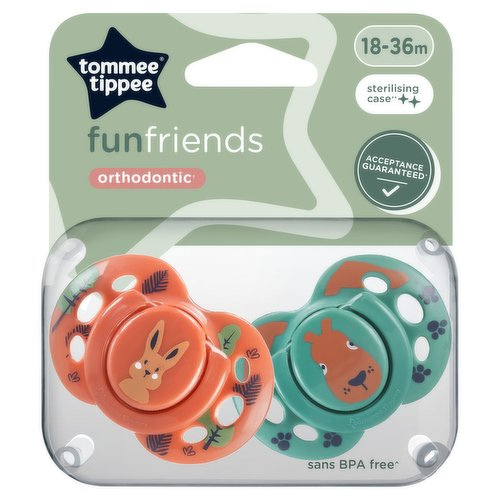 Tommee Tippee Fun Friens Soothers 18-36m Neutral