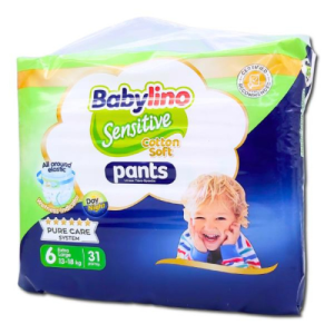 Babylino Sensitive Pants Cotton Soft Unisex No.6 Extra Extra (13-18kg), 31pcs