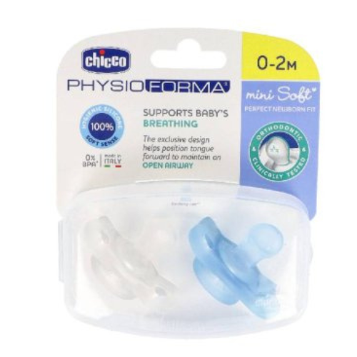 Chicco Soother Mini Soft 0-2M 2 Pcs - Assorted