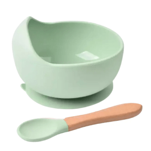 Silicone Bowl With Wooden Spoon - Assorted