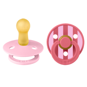 BIBS Pacifier Studio Colour 2 PACK Block Latex Size 2 Baby Pink Coral mix