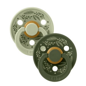 BIBS Pacifier Holiday Leaf 2 PACK Latex Size 1 Sage&Hunter Green