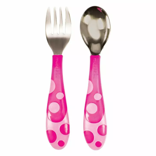 Munchkin Toddler Fork&Spoon Pink 12m+