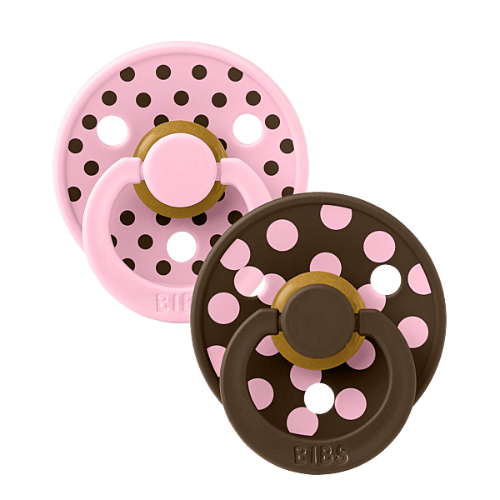 Bibs Studio Colour 2pack Polka Latex S2 Baby Pink/Mocha