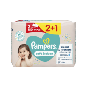 Pampers Soft And Clean Wet Wipes 2+1